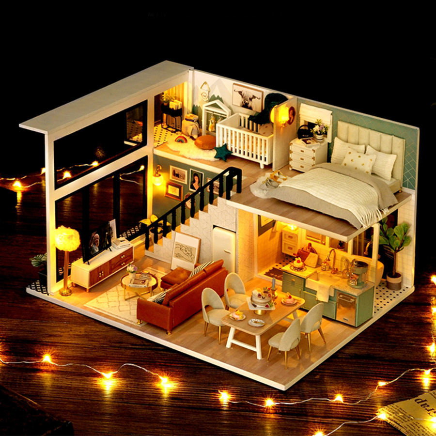 ミニチュアドールハウスキット DIY 手作り 北欧 木製ドールハウス 家具