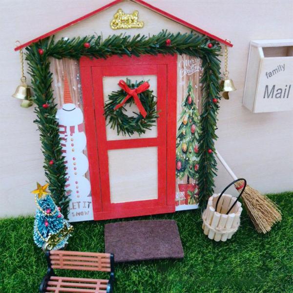 1/12ドールハウスクリスマスシーンキット家具おもちゃアクセサリー写真小道具木のおもちゃキッズギフト用DIYドアの装飾1/61/12ドールハ