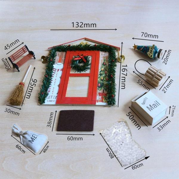 1/12ドールハウスクリスマスシーンキット家具おもちゃアクセサリー写真小道具木のおもちゃキッズギフト用DIYドアの装飾1/61/12ドールハ