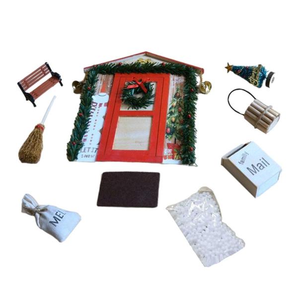 1/12ドールハウスクリスマスシーンキット家具おもちゃアクセサリー写真小道具木のおもちゃキッズギフト用DIYドアの装飾1/61/12ドールハ