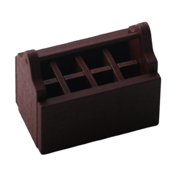 手作りの木製ツールボックス、ドールハウスツール収納オーガナイザークレートチェスト、ハンドル付き1:12ドールハウス装飾家具玩具