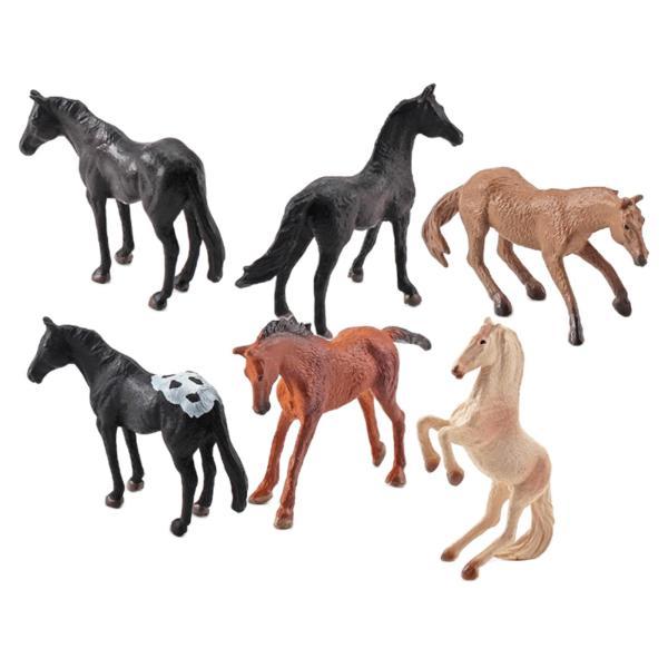 6x固体馬の置物モデル、シミュレーションミニチュア初期教育玩具、パーティーの好意のコレクション、子供向けの家畜フィギュアギフト｜stk-shop｜02