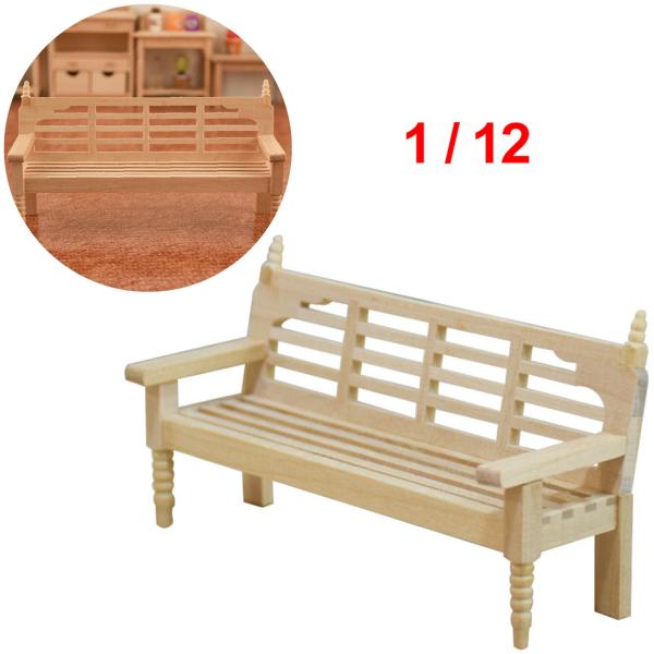 手作りの1:12木製ミニチュアベンチアクセサリー家具ヤード装飾品
