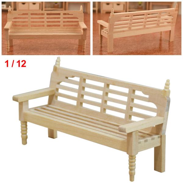 手作りの1:12木製ミニチュアベンチアクセサリー家具ヤード装飾品