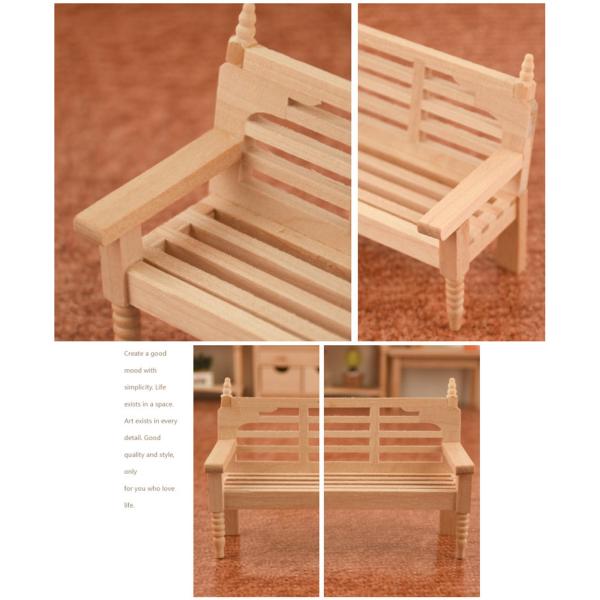 手作りの1:12木製ミニチュアベンチアクセサリー家具ヤード装飾品