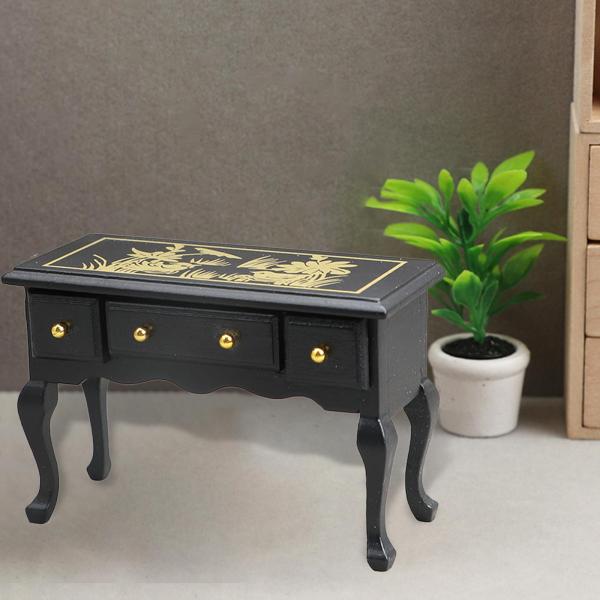 ミニ ドールハウス 木製デスク 引出し3つ付き 生活シーン 風景用品