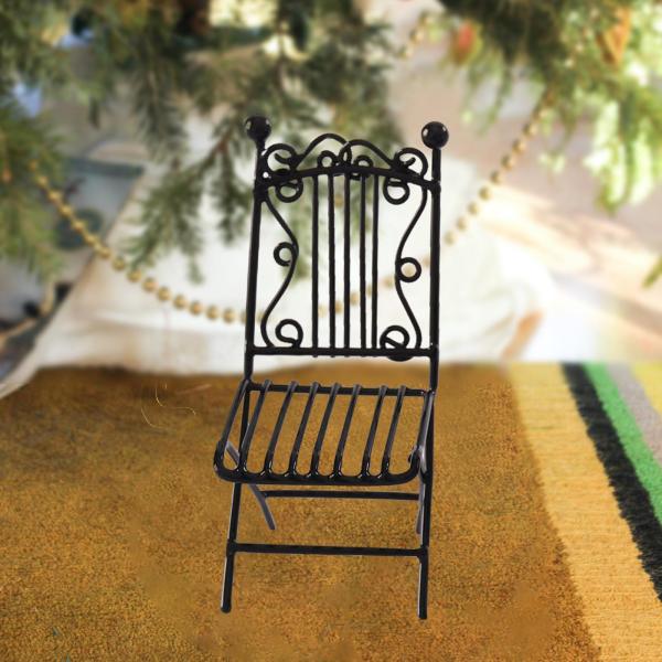 1/12 スケール ドールハウス テーブル チェア ミニチュア アクセサリー プレイハウス クラフト チェア ブラック