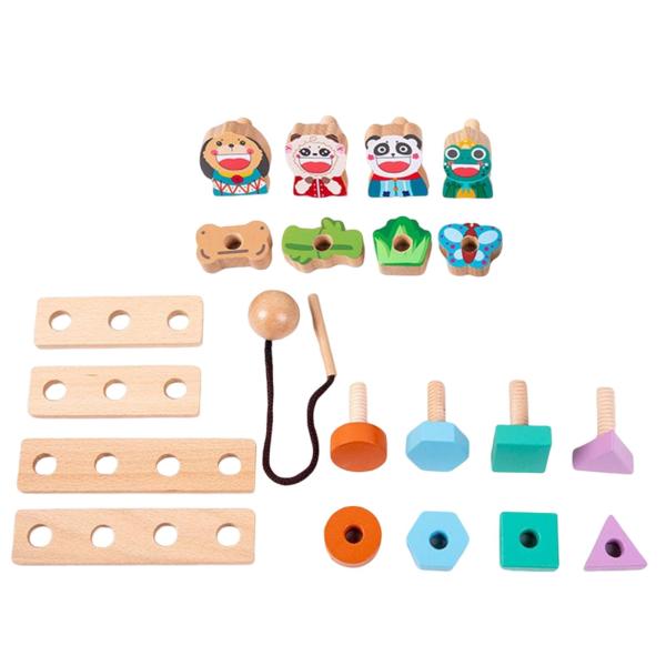 幼児の就学前のための木製のねじナットのおもちゃのねじ建物セットの形の選別機｜stk-shop｜02