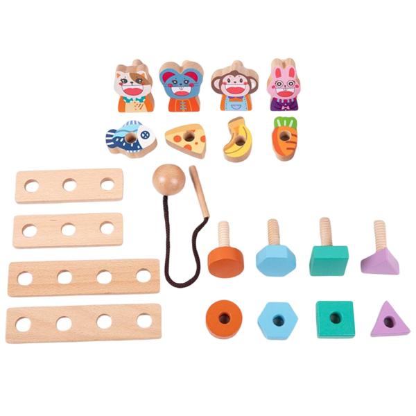 幼児の就学前のための木製のねじナットのおもちゃのねじ建物セットの形の選別機｜stk-shop｜03