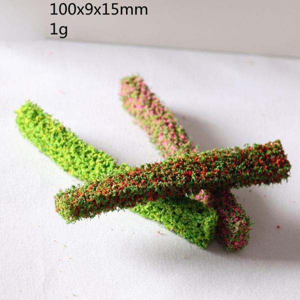 3ピース人工ミニチュア低木ストリップ、ブッシュモデル、1:12ドールハウス植生グループ、列車ジオラマ建物モデル風景装飾