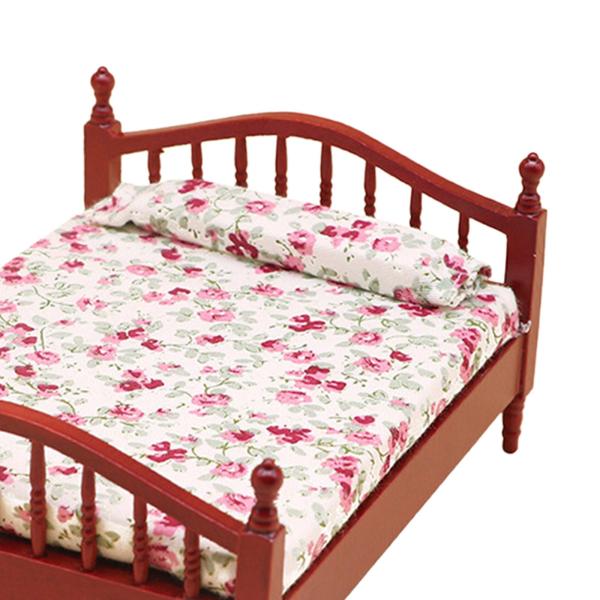 ドールハウス ミニチュア ベッド シングル ベッド モデル DIY  モデル 赤とピンク