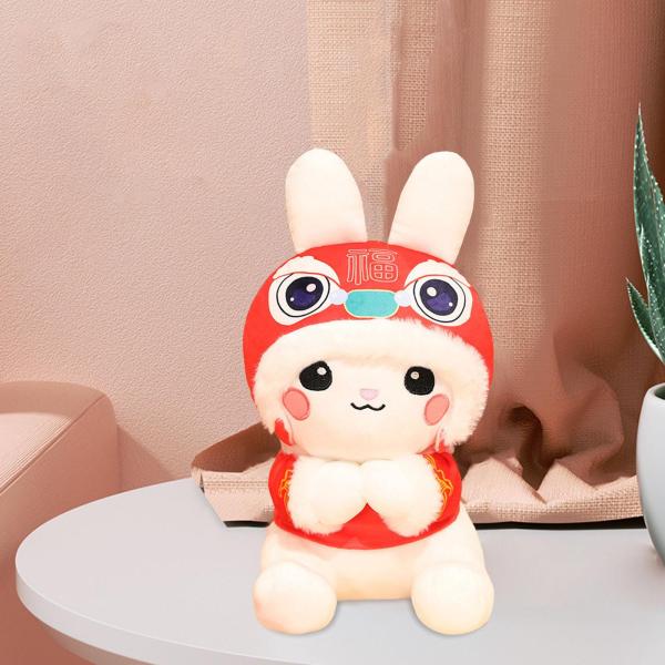 バニーぬいぐるみ動物をテーマにした中国の旧正月クリスマスホワイト唐スーツ 30 センチメートル