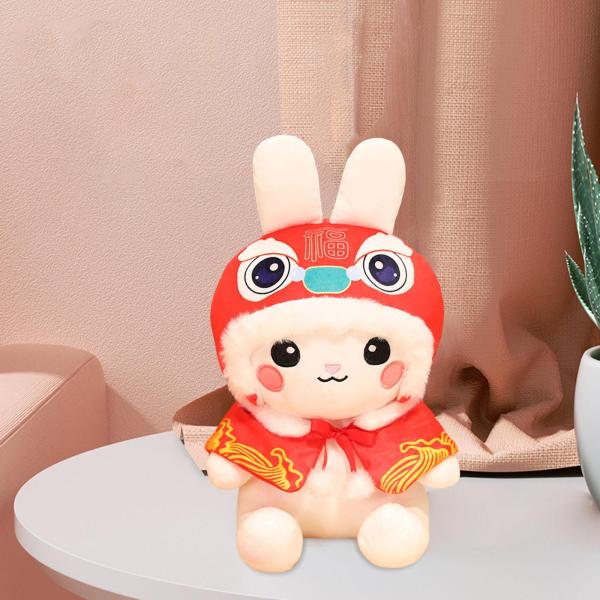 バニーぬいぐるみ動物をテーマにした中国の旧正月クリスマス白いマント 25 センチメートル