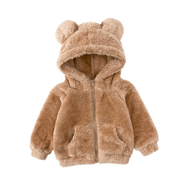 パーカー 洋服 冬服 コーデ ポケット付き 冬用 厚手 ブラウン 100cm