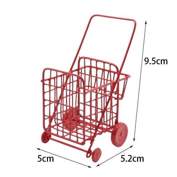 1/12 ミニチュア ドールハウス アクセサリー リアル マイクロ ランドスケープ デコレーション シューピング カート レッド