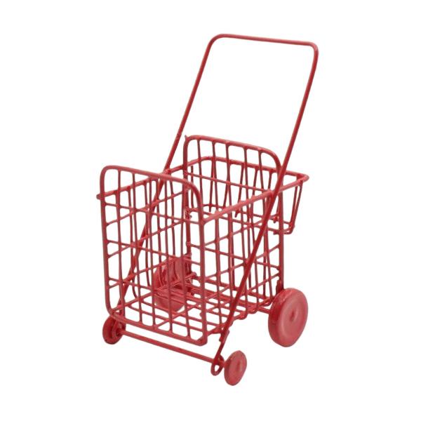 1/12 ミニチュア ドールハウス アクセサリー リアル マイクロ ランドスケープ デコレーション シューピング カート レッド
