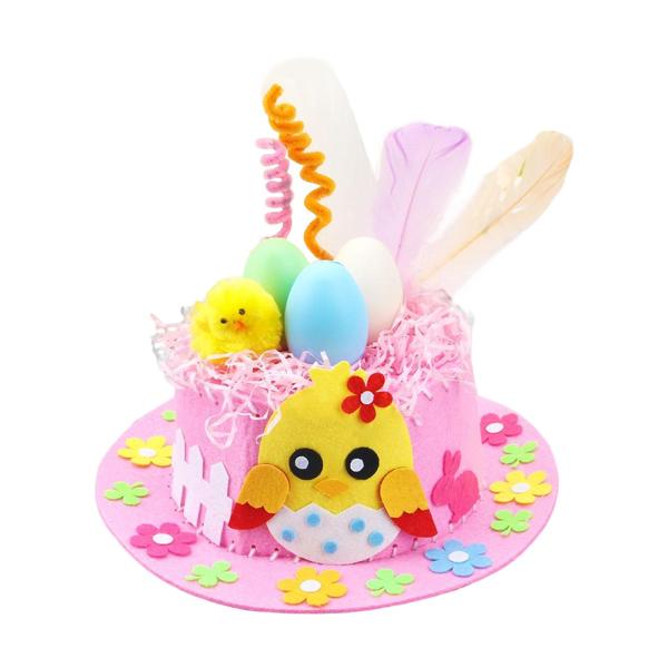 キッズDIYイースターボンネット素材キットイースタークラフト用品コスチュームアクセサリーピンク