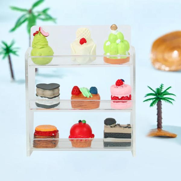 ドールハウス ケーキ キャビネット シミュレーション ショーケース デコレーション マイクロ ランドスケープ  シーン レイアウト フード 
