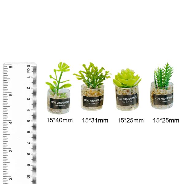 4 個 1:12 スケールドールハウスミニチュア植物モデル小さな盆栽ドールハウススタイル B