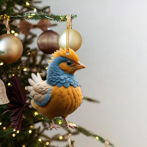魅力的なペンダント鶏の置物クリスマスツリー吊り下げ飾り鶏アクリルキーホルダークリスマスパーティー誕生日壁ドア用｜stk-shop｜04