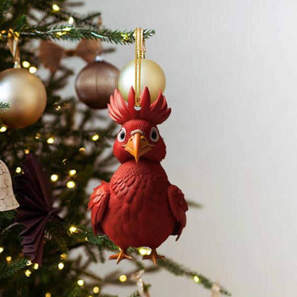 魅力的なペンダント鶏の置物クリスマスツリー吊り下げ飾り鶏アクリルキーホルダークリスマスパーティー誕生日壁ドア用｜stk-shop｜05