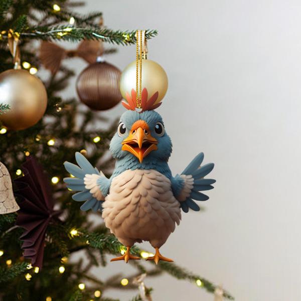 魅力的なペンダント鶏の置物クリスマスツリー吊り下げ飾り鶏アクリルキーホルダークリスマスパーティー誕生日壁ドア用｜stk-shop｜06