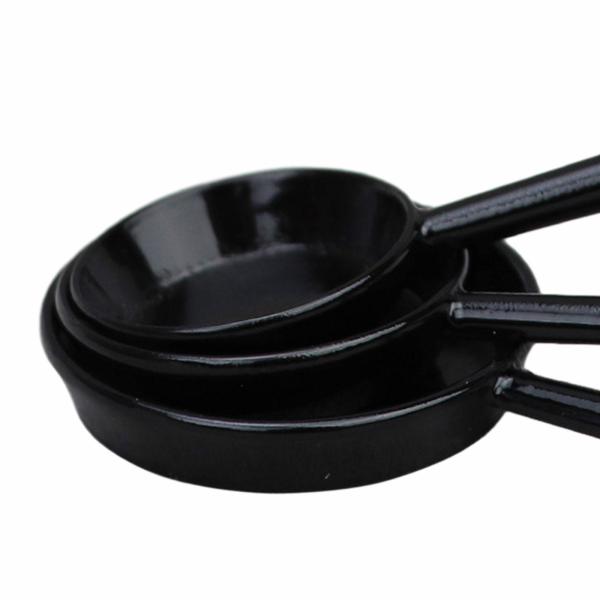 ドールハウス キッチン調理器具セット 3x ジオラマ ドールハウス用 ミニチュア メタルパン ブラック