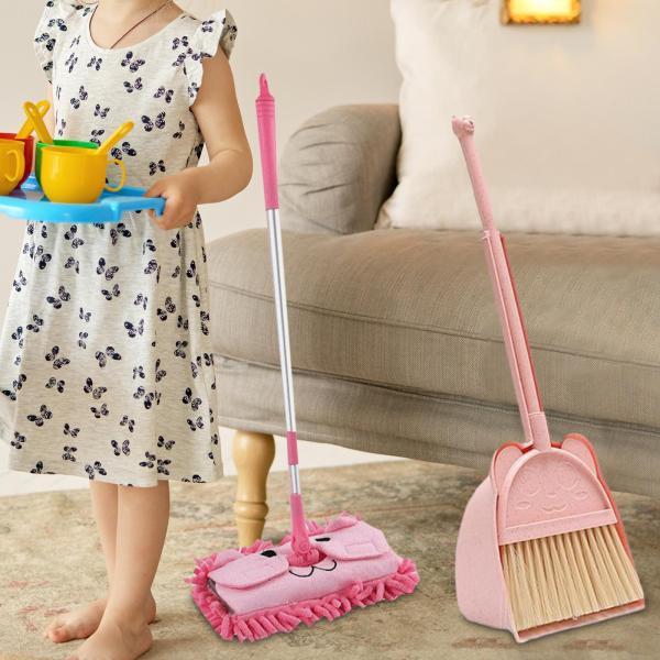 モップ子供掃除用ハウスクリーニングおもちゃセット、子供用ほうきとちりとりセット、ちりとり付きミニほうき、男の子、女の子用、｜stk-shop｜03