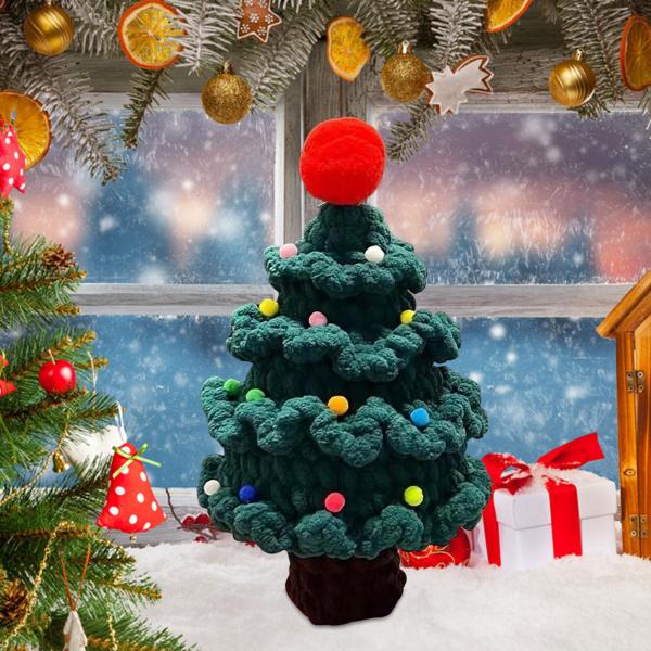 手かぎ針編みのクリスマスツリー スタイリッシュな手作り カウンタートップ クリスマス 家庭用 グリーン
