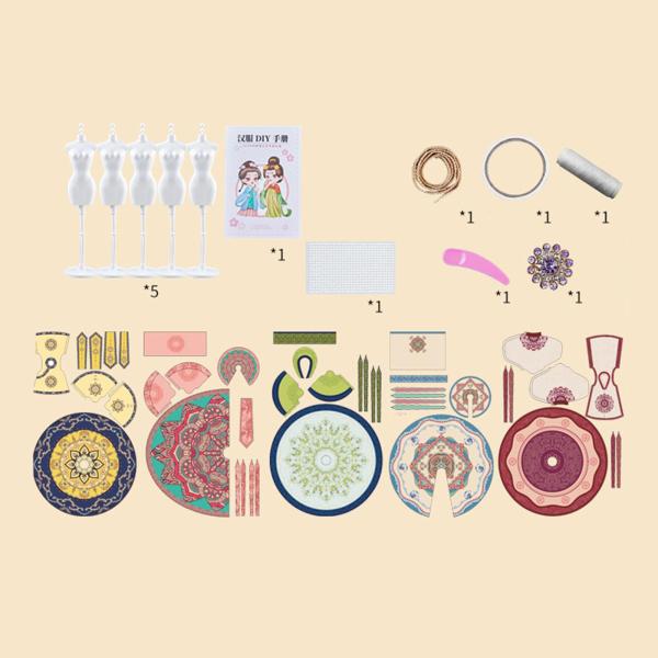 子供用ファッションデザイナーキット 5 個の漢服服 DIY アクティビティセット 子供用