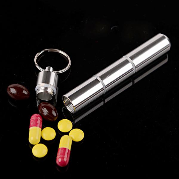 ポータブルピルケース ピルボトル ポケットサイズ アルミニウム合金 ストレージ ピルホルダー ピルオーガナイザー 旅行 キャンプ 財布用