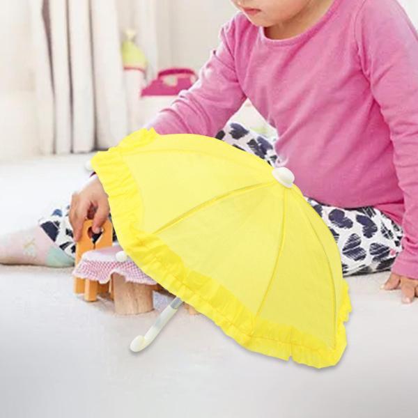 ドールハウス ミニチュア傘 ミニ雨傘装飾品 18 インチ人形用 イエロー