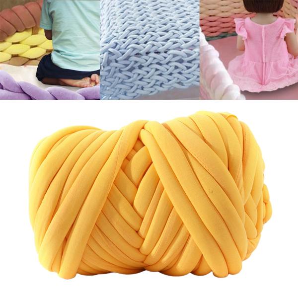 分厚いウール糸重量糸かぎ針編み布 DIY かさばる糸かさばる巨大な糸ニットマットセーターベッドフェンスタペストリー , 黄色