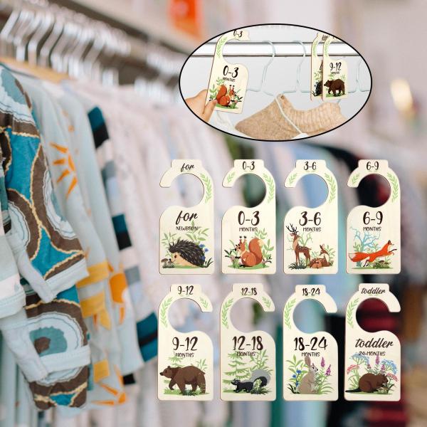 8 個のベビークローゼットディバイダー服サイズディバイダー木製オーガナイザー新生児用品新生児から 24 ヶ月までのクローゼット寝室用