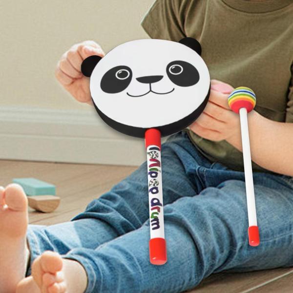 6 インチ子供ハンドドラムおもちゃハンドヘルド打楽器おもちゃ漫画楽器タンバリン家庭用ドラムスティック付き