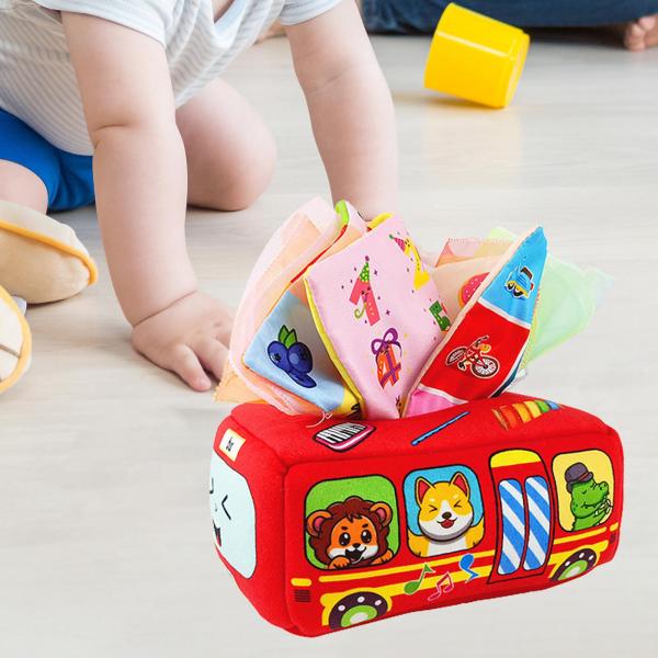 ティッシュボックスに沿って感覚を引っ張るゲーム 早期教育玩具 忙しいティッシュを引っ張るアクティビティ 幼児向けの細かい運動能力 新生児 , 11 テ