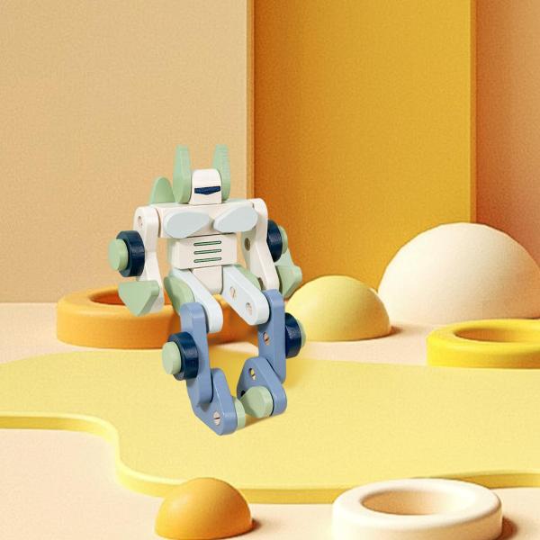 変形おもちゃ 木製ロボット組立玩具 可動ジョイント建設おもちゃ DIY 木製工芸品 組み立て玩具 就学前ご褒美用