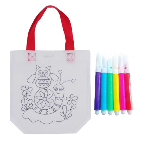 DIY 落書きカラーリングバッグ DIY 落書きバッグ不織布かわいい漫画バッグ子供のための色のおもちゃの色認知｜stk-shop｜03