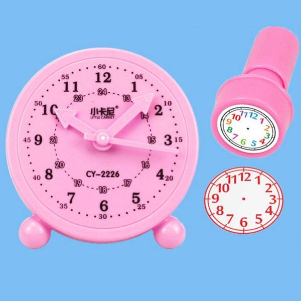 子供用教育時計おもちゃ ミニ時計 子供用 教師用 本物ではない時計 ピンク