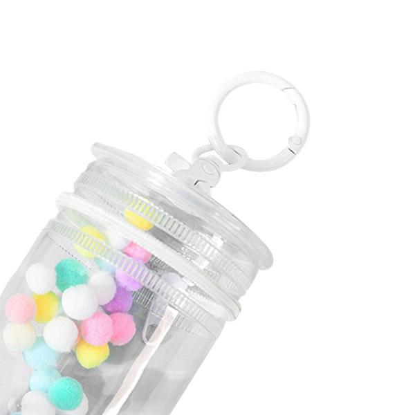 ポータブル人形収納ケース かわいいクリアフィギュアディスプレイバッグ 多目的 ホワイト リング付き