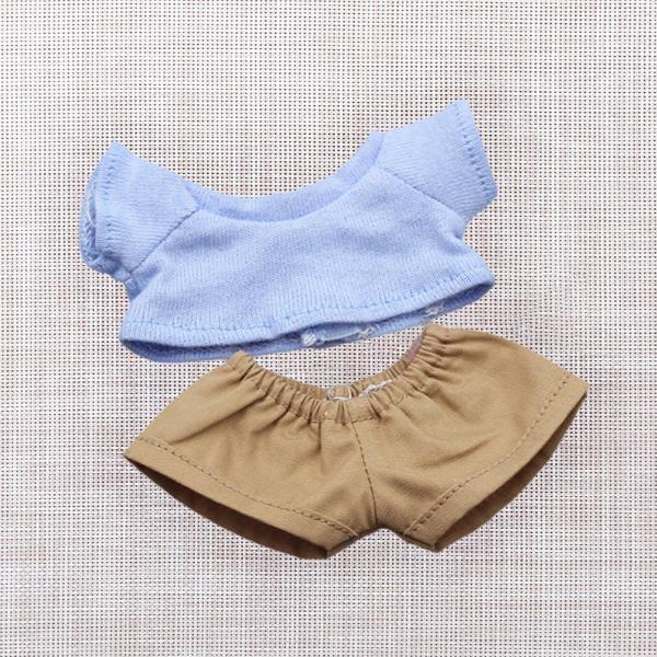 ぬいぐるみ人形用トップスとパンツ DIY コスチューム 15cm 人形用 想像力と柔軟性 ブルー シャツ
