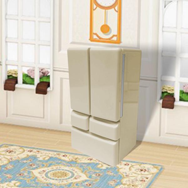 ドールハウス ミニ冷蔵庫 1:12 DIY ダブルドア マイクロ風景ジオラマ用 黄色