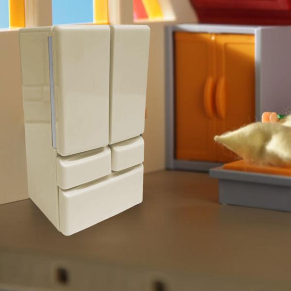ドールハウス ミニ冷蔵庫 1:12 DIY ダブルドア マイクロ風景ジオラマ用 黄色