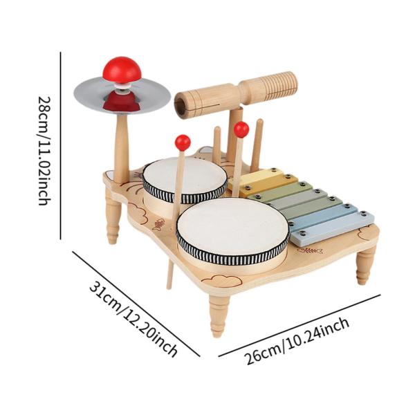 子供用ドラムセット モンテッソーリ楽器セット 多機能感覚教育玩具 幼児向け木製音楽キット