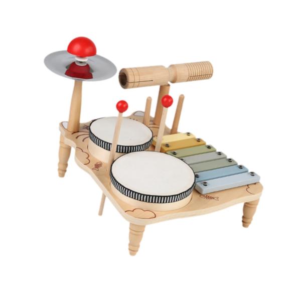 子供用ドラムセット モンテッソーリ楽器セット 多機能感覚教育玩具 幼児向け木製音楽キット