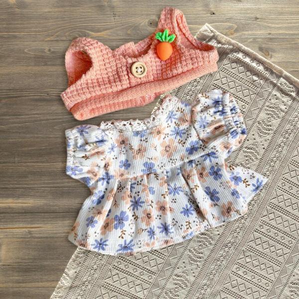 ぬいぐるみ人形の服 20cm 人形用 ドレスとベスト コスチューム 写真小道具 漫画 オレンジ