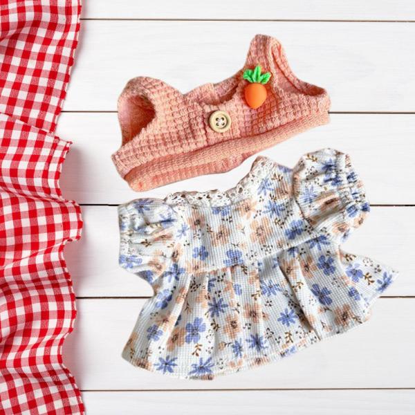 ぬいぐるみ人形の服 20cm 人形用 ドレスとベスト コスチューム 写真小道具 漫画 オレンジ