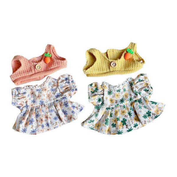 ぬいぐるみ人形の服 20cm 人形用 ドレスとベスト コスチューム 写真小道具 漫画 オレンジ