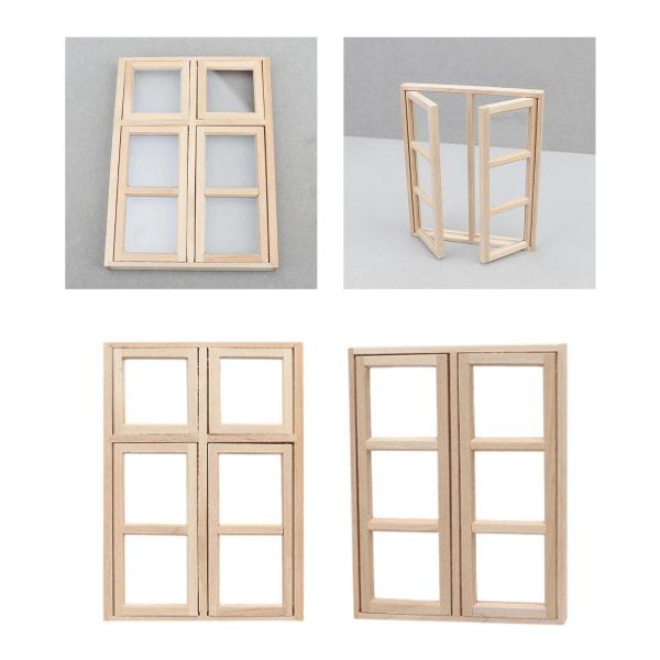 1/12 ドールハウス 窓 ミニ DIY シャッター リビングルーム DIY シーン デコレーション A