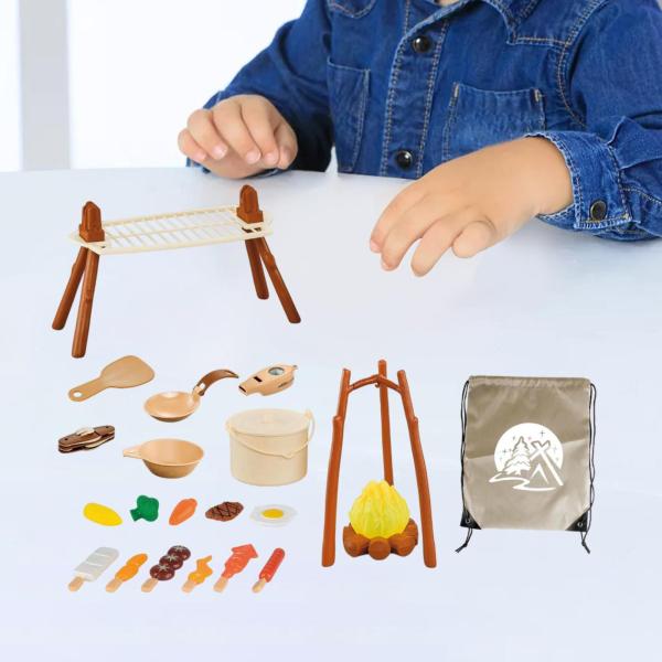 25x 子供用キャンプセット リアルなキャンプ用おもちゃ ごっこ遊び キャンプセット ごっこ遊び キャンプファイヤー パーティー用おもちゃ 屋内 屋外
